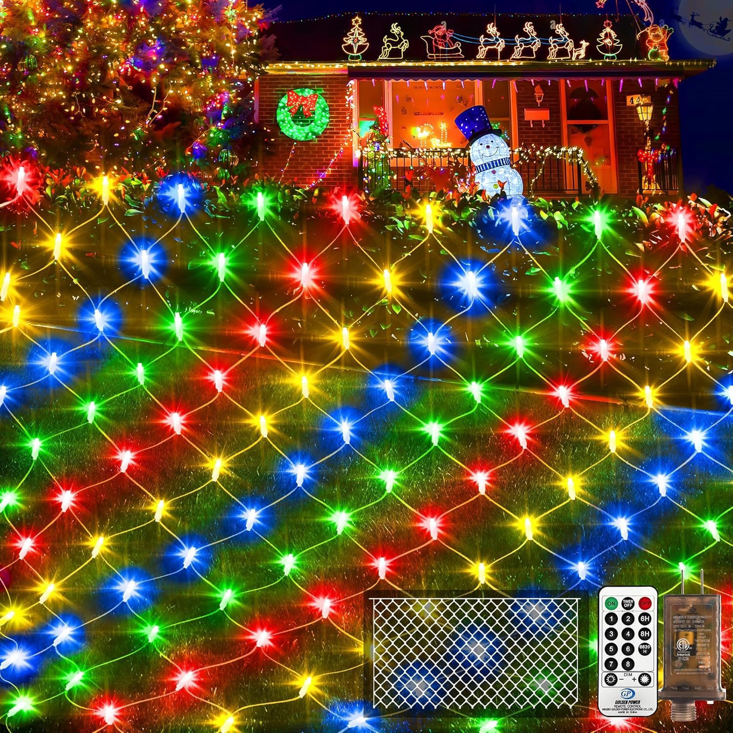 KNONEW Christmas Net Lights 360 LEDs 13ft x 9.8ft Outdoor Mesh Lights Connectable Waterproof 8 Modes & Timer Plug-in Net Fairy Lights for Bushes Garden Party Wedding Holiday,Multicolor - Image 2