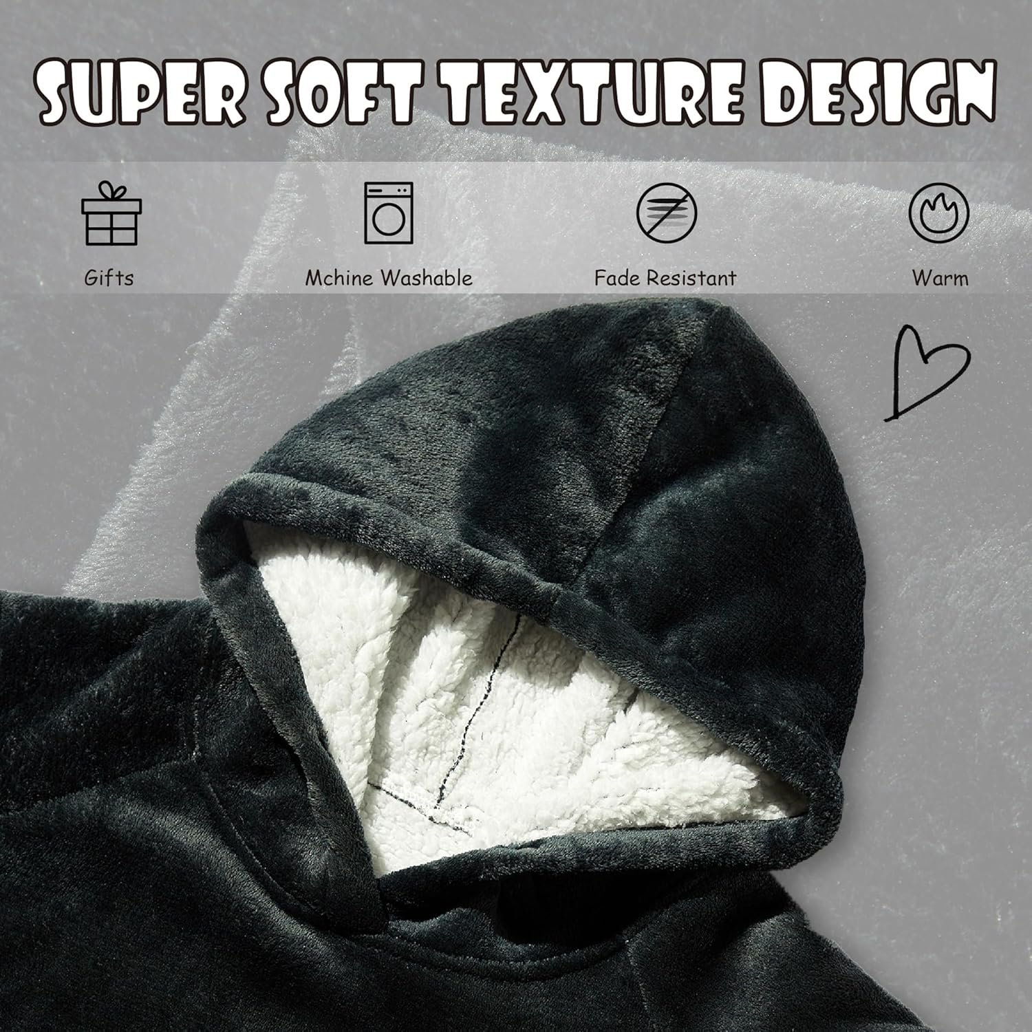Krifey Wearable Blanket Hoodie, Oversized Sherpa Hooded as Birthday Gifts Christmas Gifts for Mom Women Girlfriend Men, Cozy Sweatshirt with Giant Pocket - Image 5