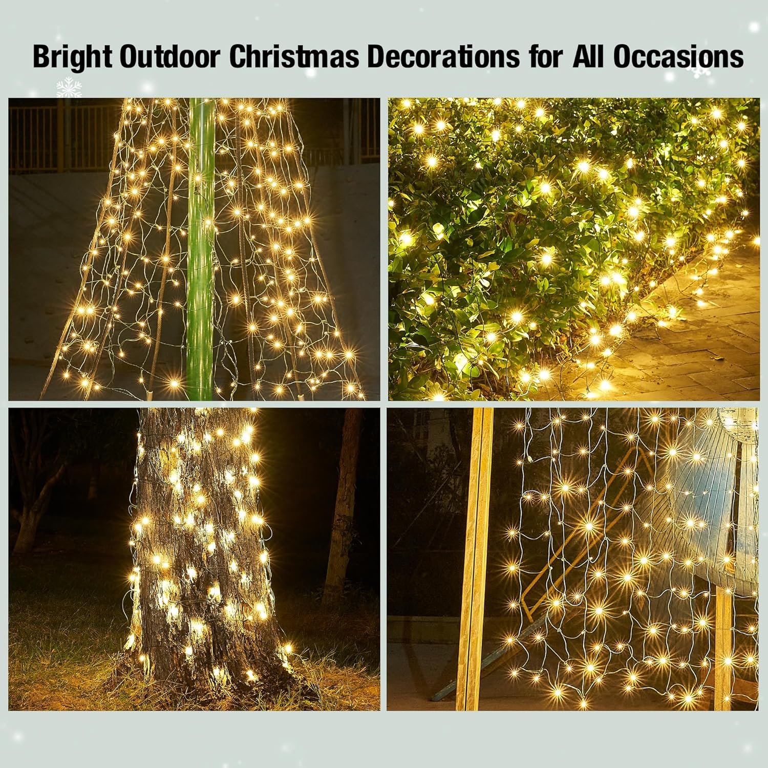 Led Christmas Net Lights Outdoor Christmas Bushes Lights 120Led 6ftx5ft, Connectable Outdoor Indoor Christmas Mesh Net Lighting for Holiday, Garden, Shrubs, Trees, Bushes Decorations(WarmWhite) - Image 7