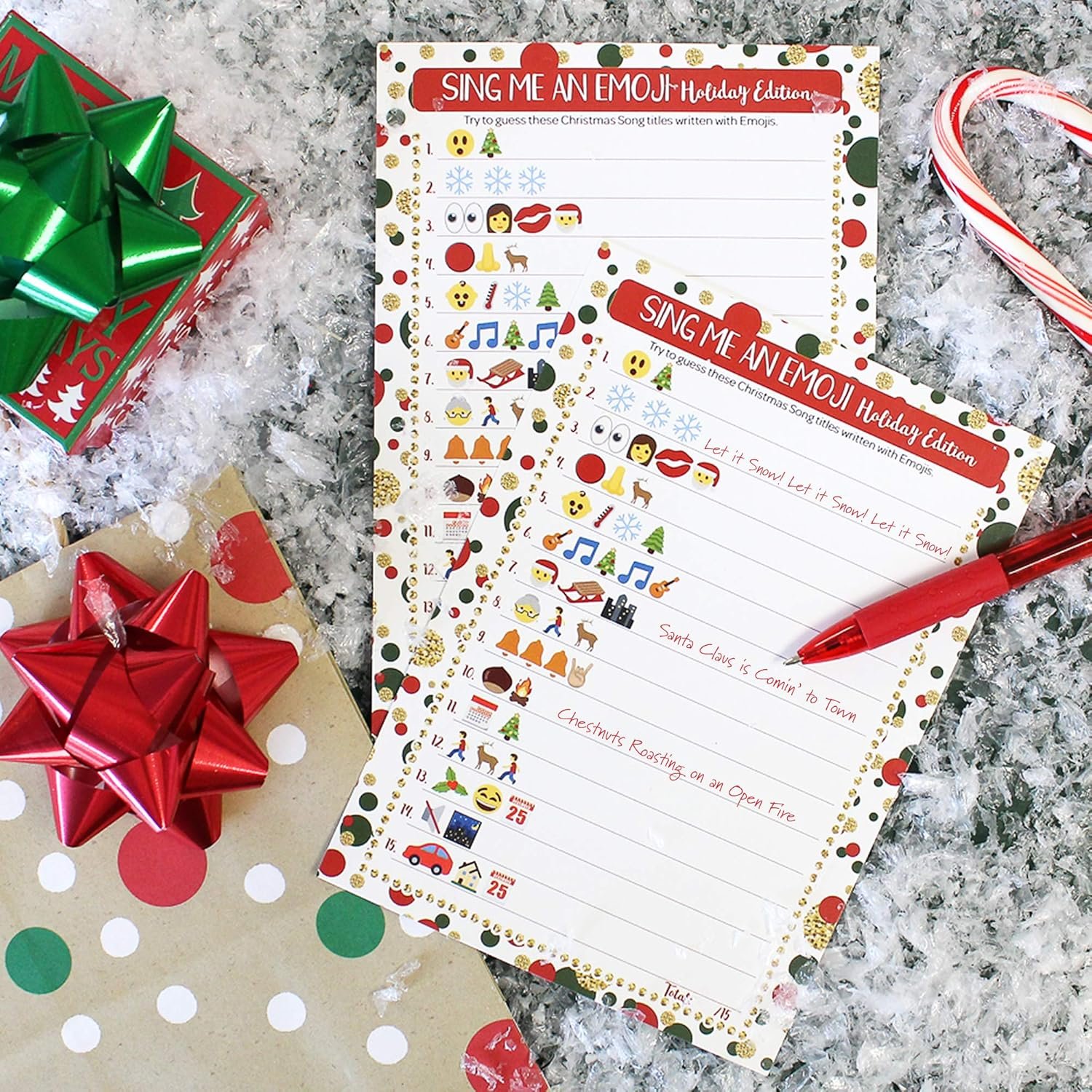 DISTINCTIVS Christmas Emoji Game, Sing Me an Emoji Christmas Party Game - 25 Count - Image 3