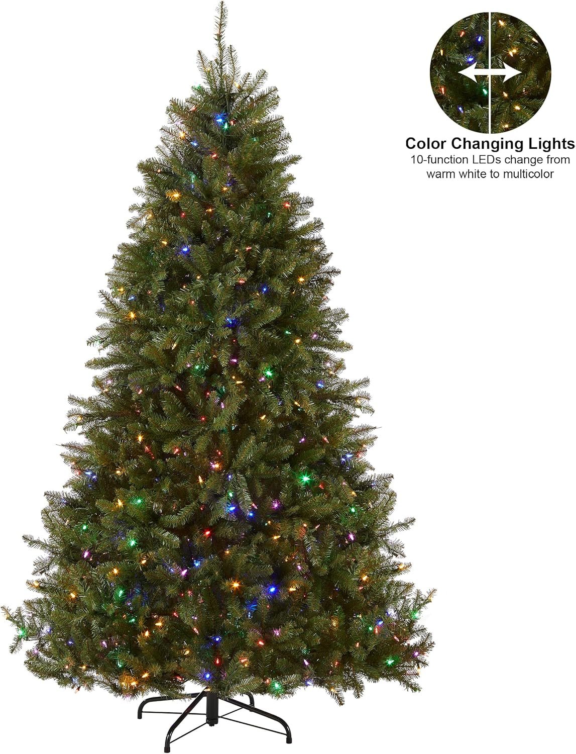 National Tree Company Pre-Lit Artificial Full Christmas Tree, Green, Dunhill Fir, Dual Color LED Lights, Includes Stand, 7.5 Feet, Dual Colored Lights - Image 6