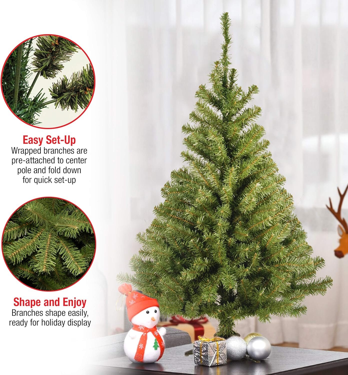 National Tree Company Artificial Mini Christmas Tree, Green, Kincaid Spruce, Includes Stand, 3 Feet - Image 5
