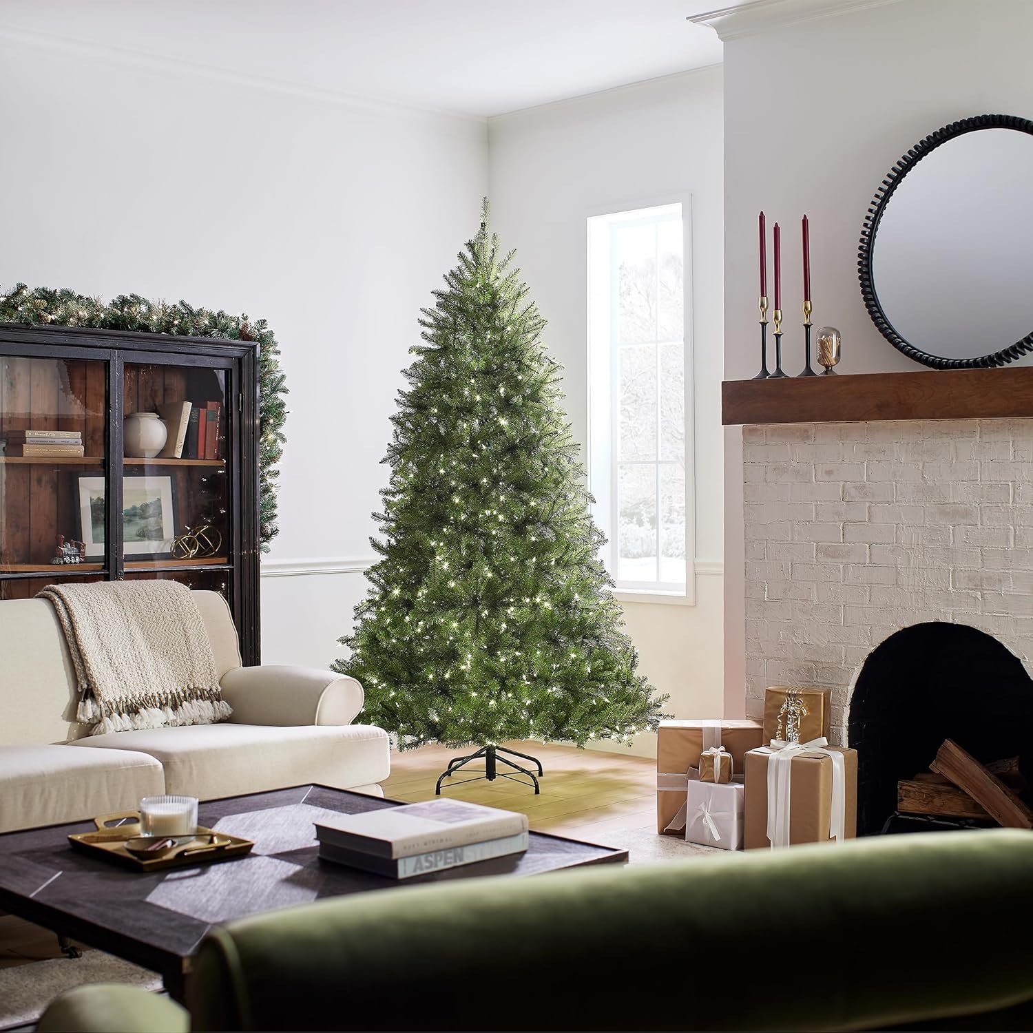 National Tree Company Pre-Lit Artificial Full Christmas Tree, Green, Dunhill Fir, Dual Color LED Lights, Includes Stand, 7.5 Feet, Dual Colored Lights - Image 5