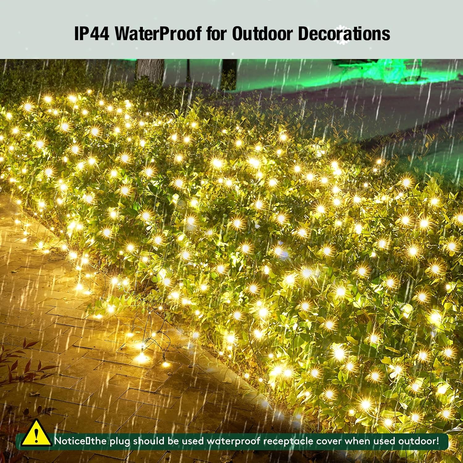 Led Christmas Net Lights Outdoor Christmas Bushes Lights 120Led 6ftx5ft, Connectable Outdoor Indoor Christmas Mesh Net Lighting for Holiday, Garden, Shrubs, Trees, Bushes Decorations(WarmWhite) - Image 4