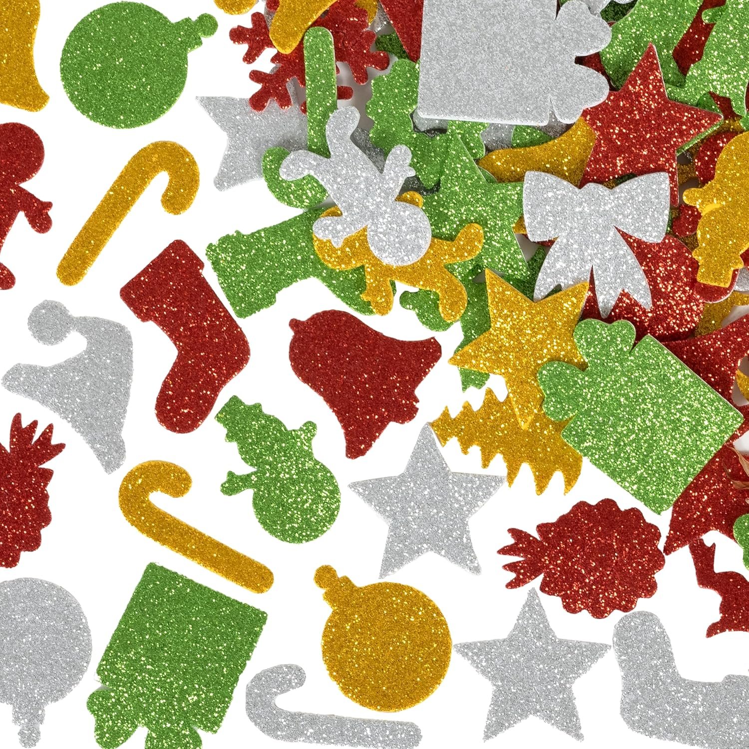 READY 2 LEARN Glitter Foam Stickers - Christmas Shapes - Pack of 168 - Self-Adhesive Stickers for Kids - Glitter Stickers for Holiday Crafting - Image 2