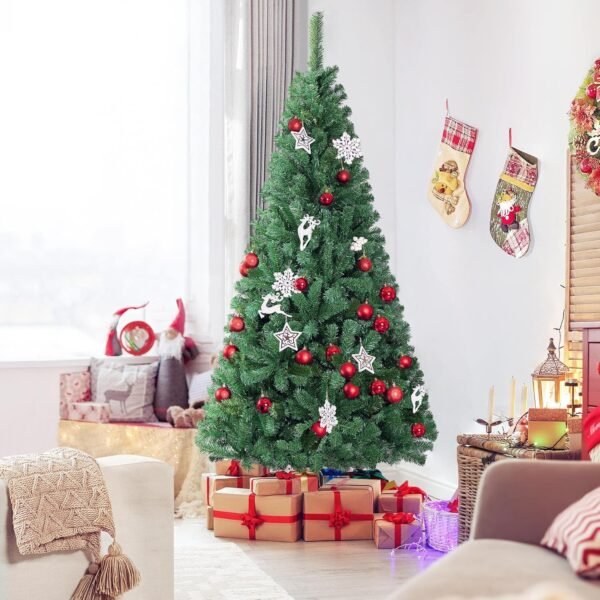Yaheetech 6ft Artificial Full Spruce Christmas Tree, Artificial Xmas Tree with 714 PVC Branch Tips and Foldable Metal Stand for Home, Party, Office Decoration, Holiday Décor Indoor & Outdoor, Green - Image 3