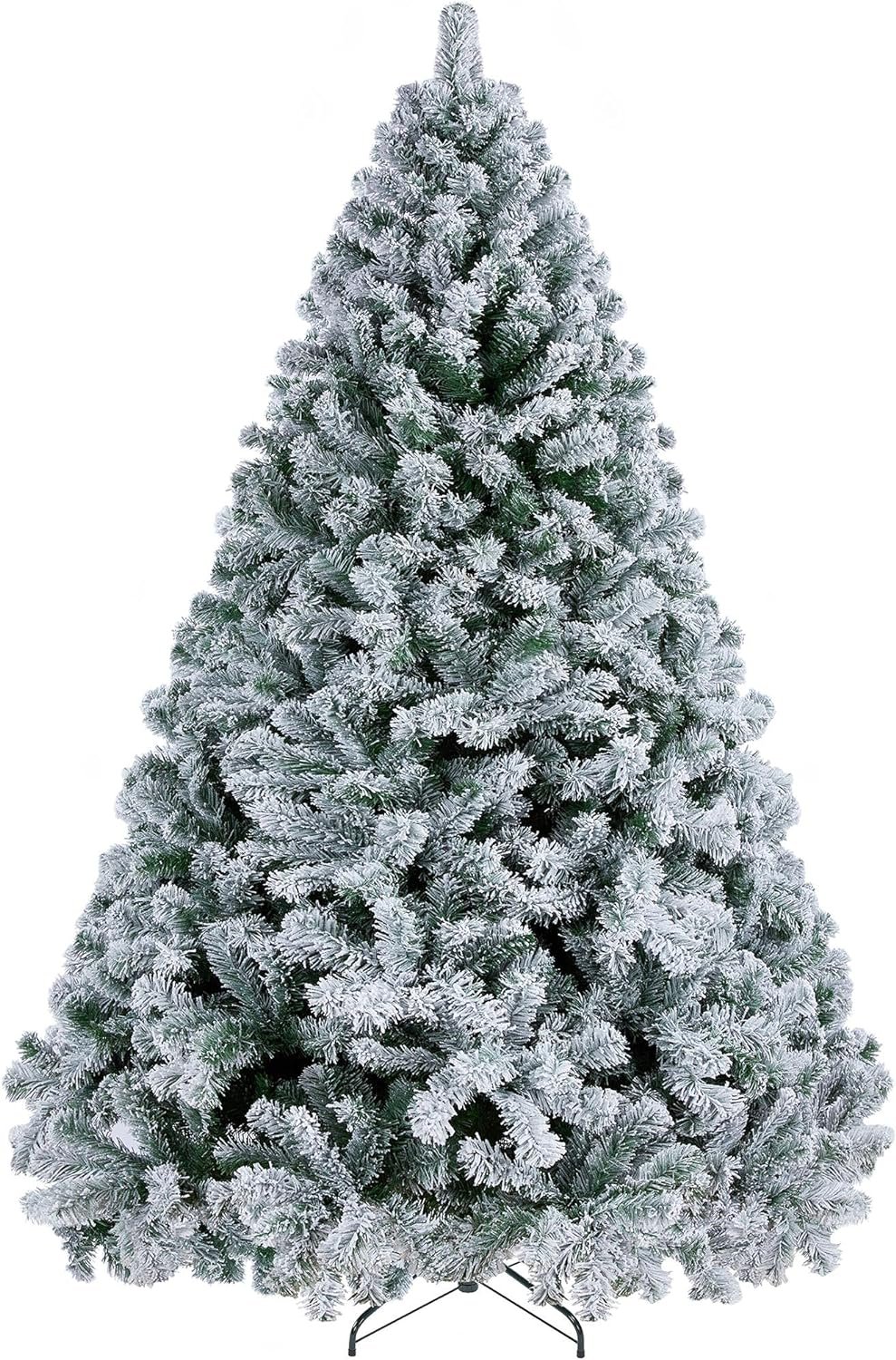 Yaheetech 7.5ft Premium Snow Flocked Hinged Artificial Christmas Fake Spruce Full Tree for Home Office Party Decoration with 1284 Branch White Snow Tips and Metal Stand - Image 2