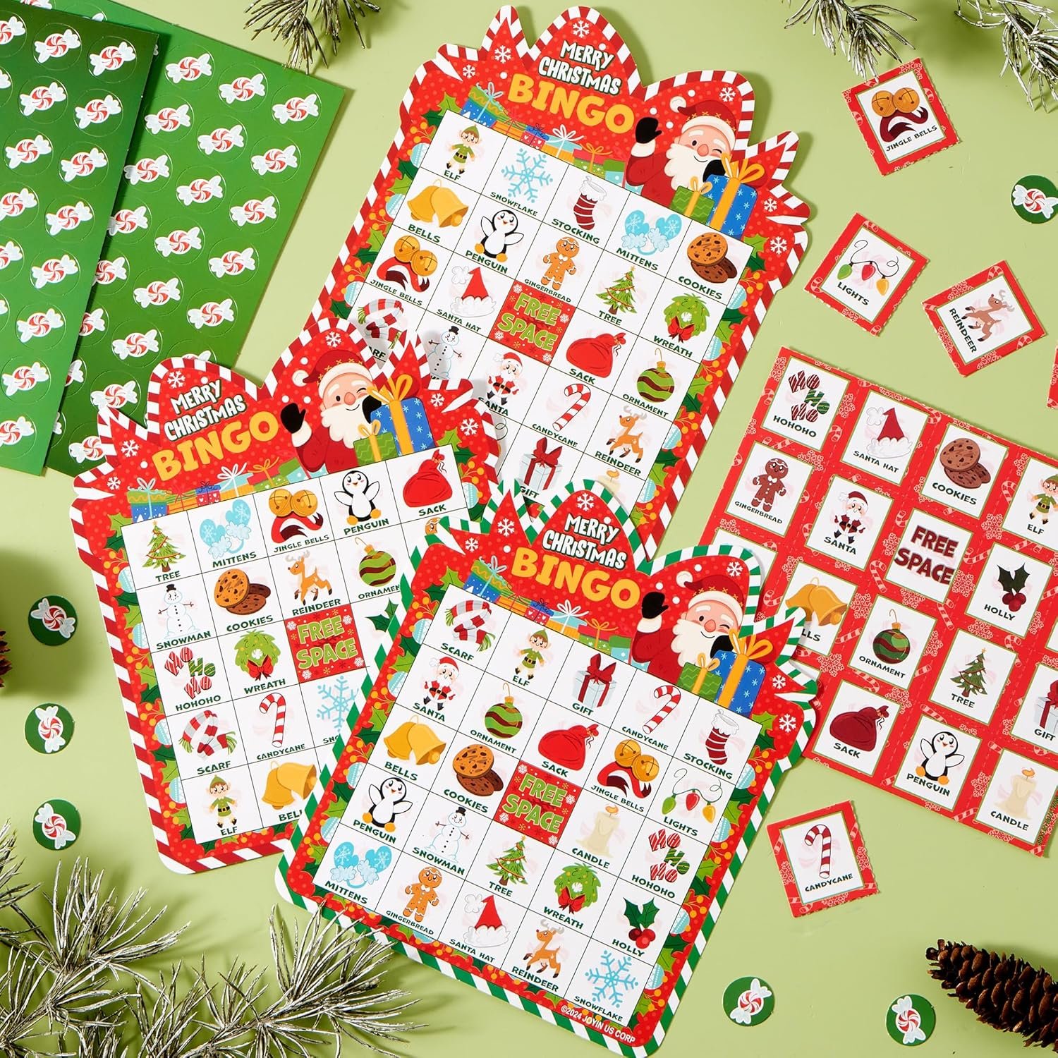 JOYIN 30 Players Christmas Bingo Cards, Xmas Bingo Game for Kids Family Activities, Holiday Winter Bingo Cards for Party Card Games, School Classroom Indoor Party Games - Image 8