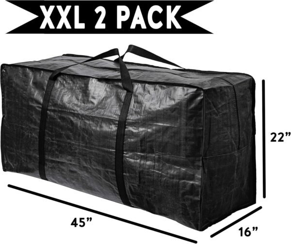 BAG-THAT! 2 Pack XXL Jumbo Extra Large Heavy Duty Stronger Handles Storage Bags Moving Totes Zippered Reusable Wrap Around Storage Totes - Image 3