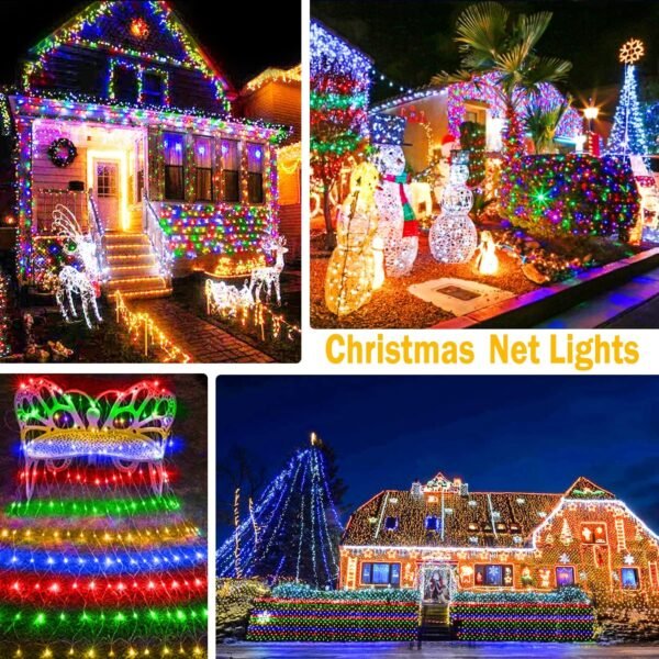 KNONEW Christmas Net Lights 360 LEDs 13ft x 9.8ft Outdoor Mesh Lights Connectable Waterproof 8 Modes & Timer Plug-in Net Fairy Lights for Bushes Garden Party Wedding Holiday,Multicolor - Image 9