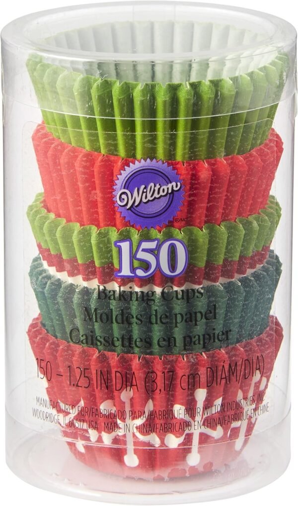 Wilton Christmas Red & Green Mini Cupcake Liners, 150-Count - Image 2