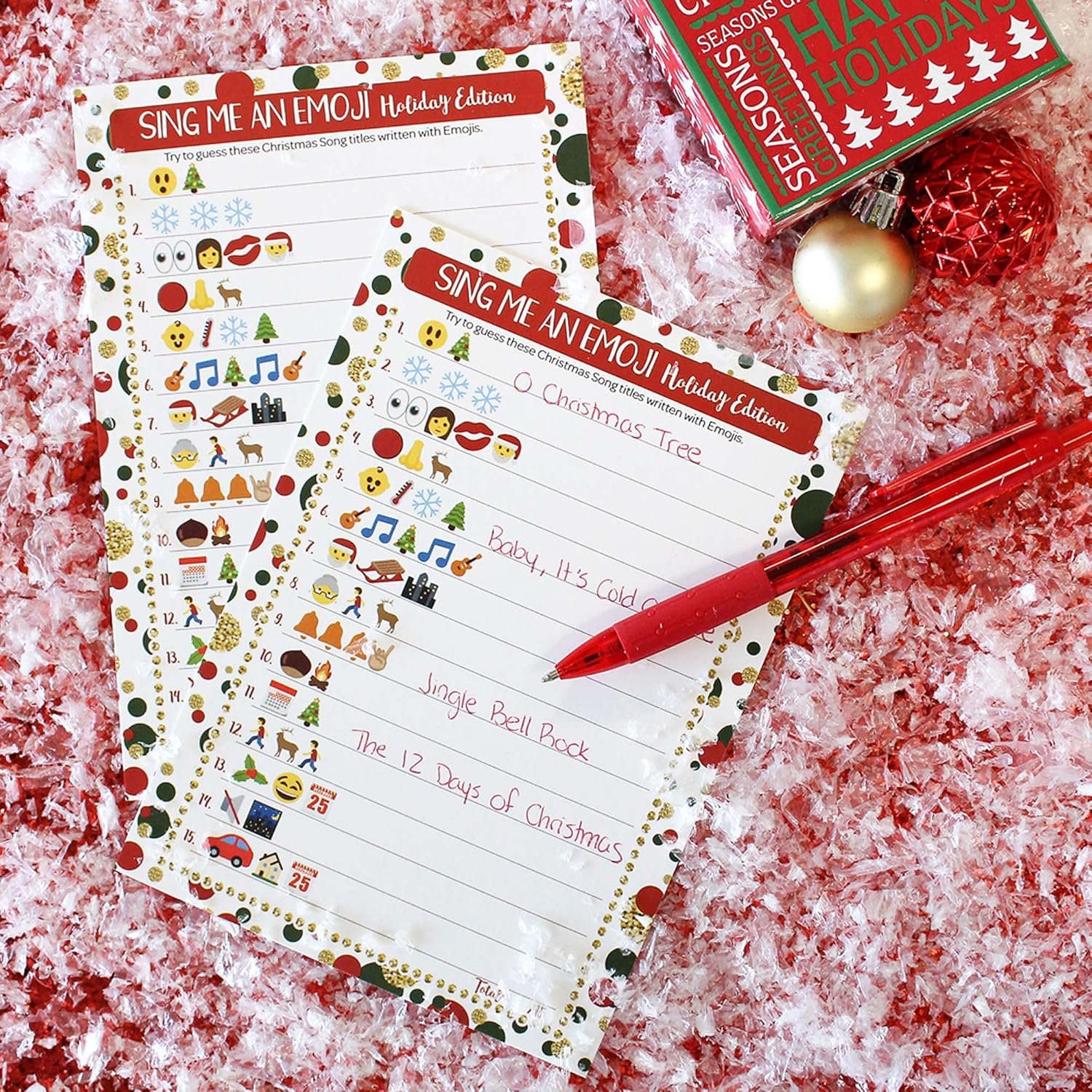 DISTINCTIVS Christmas Emoji Game, Sing Me an Emoji Christmas Party Game - 25 Count - Image 6
