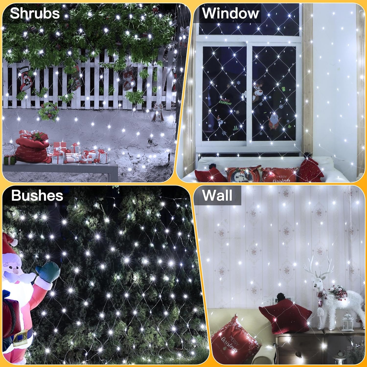 Ollny Net Lights Outdoor Mesh Lights 210LED 10x7ft, IP67 Waterproof Connectable Christmas Net Lights, 8 Modes Plug in Bush Lights for Tree Shrubs Outside Indoor Decorations, Cool White - Image 7