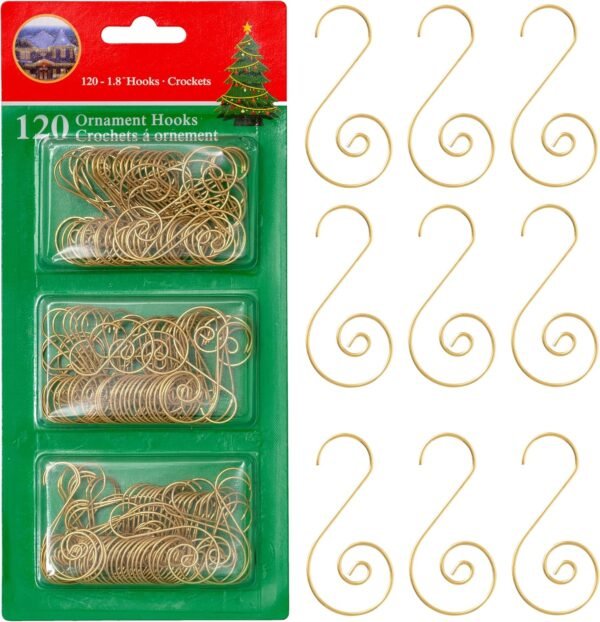 R N' D Toys Tree Ornament Hooks - Christmas Tree Decorating Metal Wire Hangers for Hanging Decorations - Pack of 120 (Gold) - Image 2