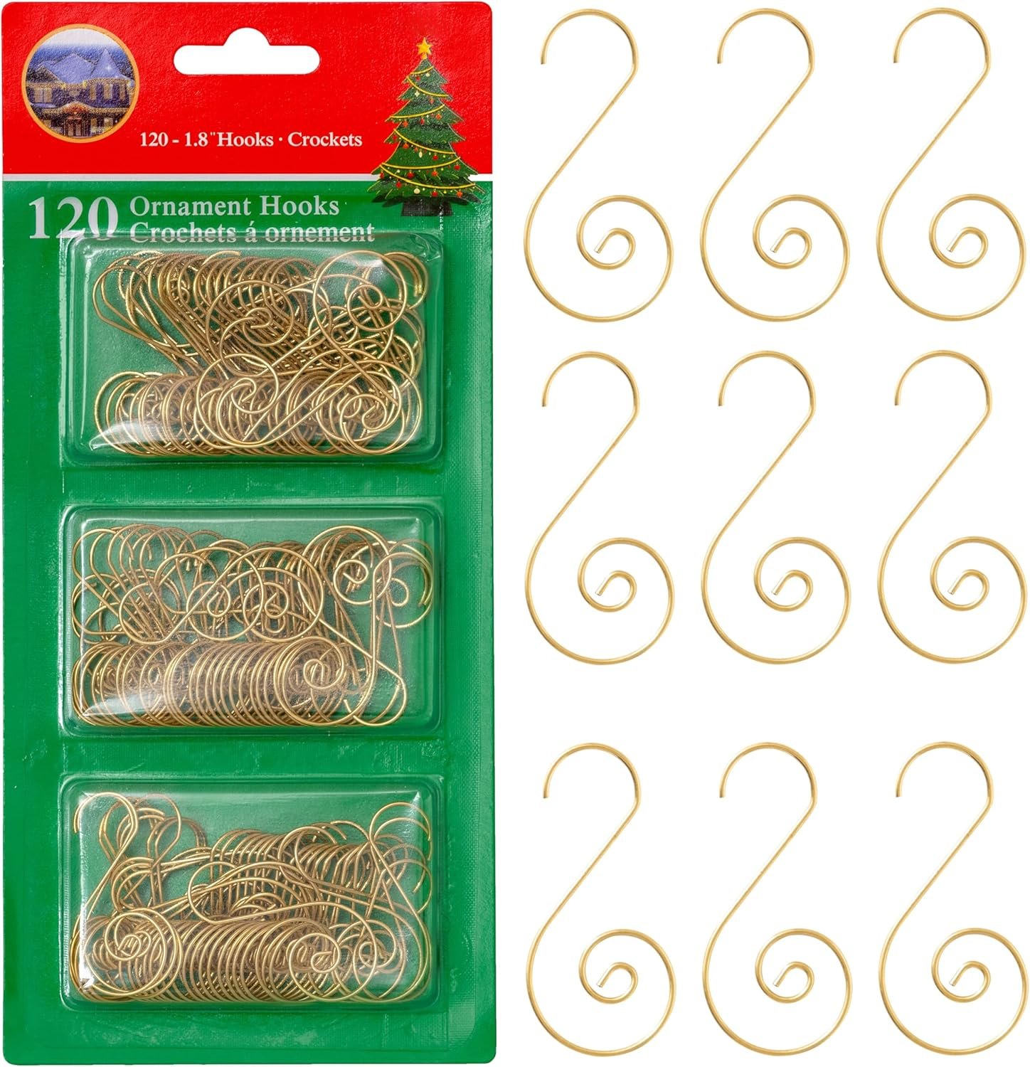 R N' D Toys Tree Ornament Hooks - Christmas Tree Decorating Metal Wire Hangers for Hanging Decorations - Pack of 120 (Gold) - Image 2