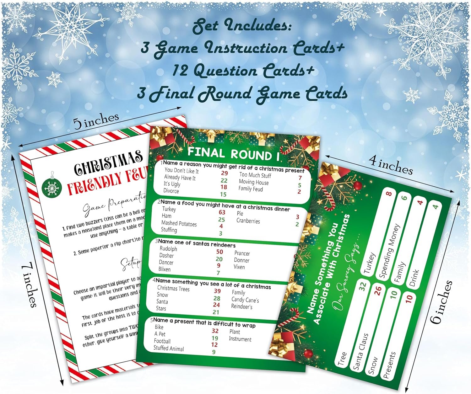 Christmas Feud Games, Friendly Feud Games, Family Activity, Family Games for Game Night, Baby Shower Game, Party Supplies for Adults, Xmas Holiday Party Game and Activity Decorations (f001) - Image 3