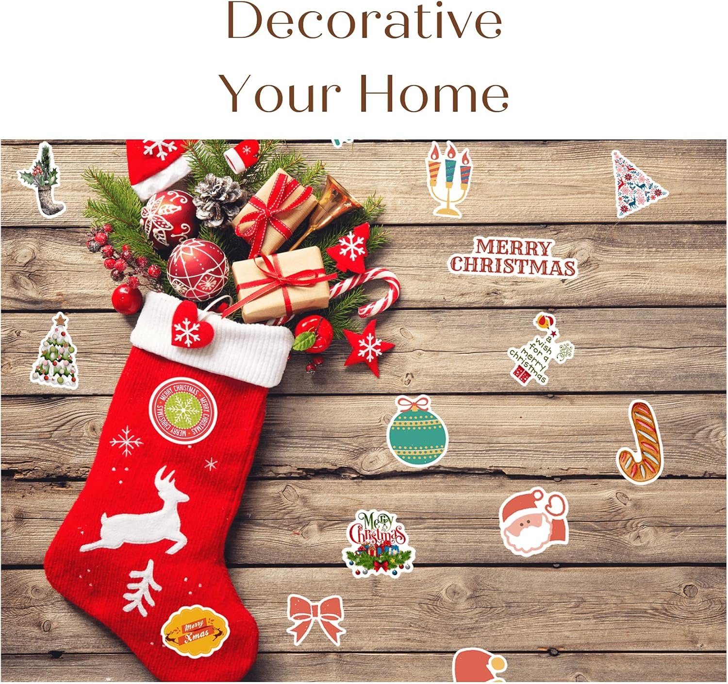 100PCS Christmas Theme Stickers, Non-Repeating Vinyl Waterproof Holiday Stickers, Holiday Gifts for Kids and Teens, Xmas Party Favorite - Image 7