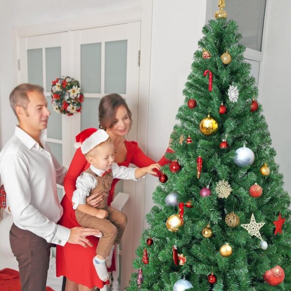 Yaheetech 7.5ft Artificial Full Spruce Christmas Tree, Artificial Xmas Tree with 1011 PVC Branch Tips and Foldable Metal Stand for Home, Party, Office Decoration, Holiday Décor Indoor & Outdoor, Green - Image 6