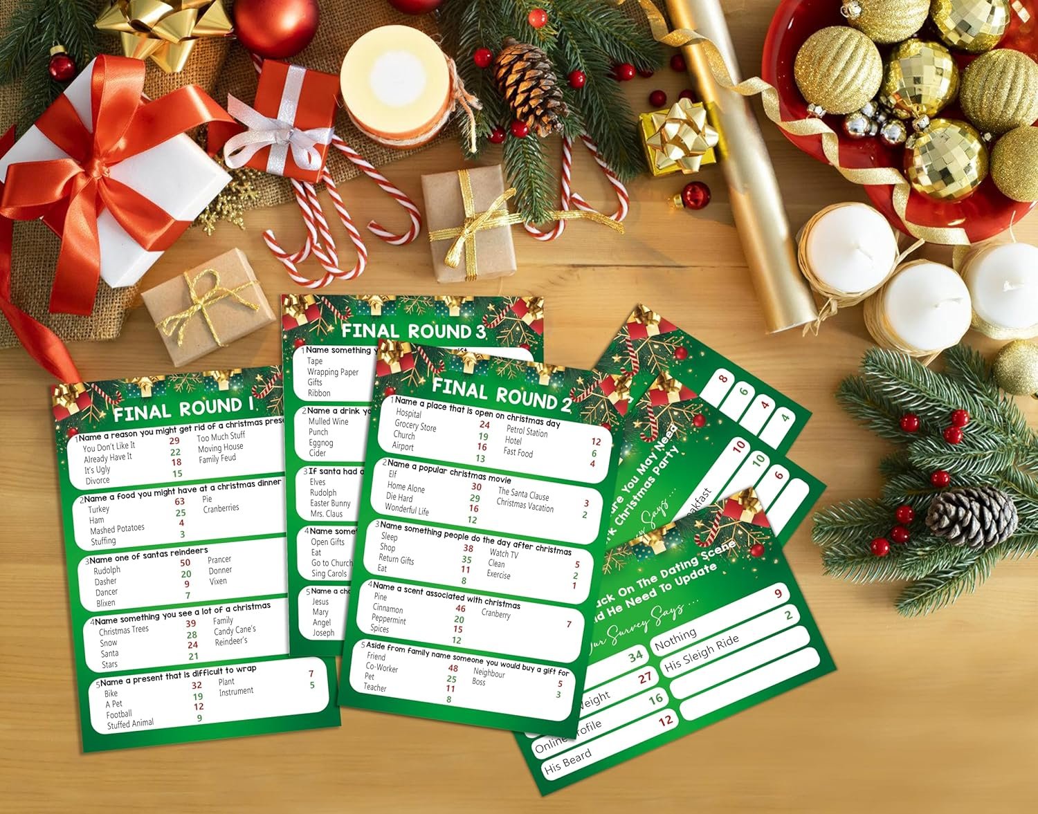 Christmas Feud Games, Friendly Feud Games, Family Activity, Family Games for Game Night, Baby Shower Game, Party Supplies for Adults, Xmas Holiday Party Game and Activity Decorations (f001) - Image 4