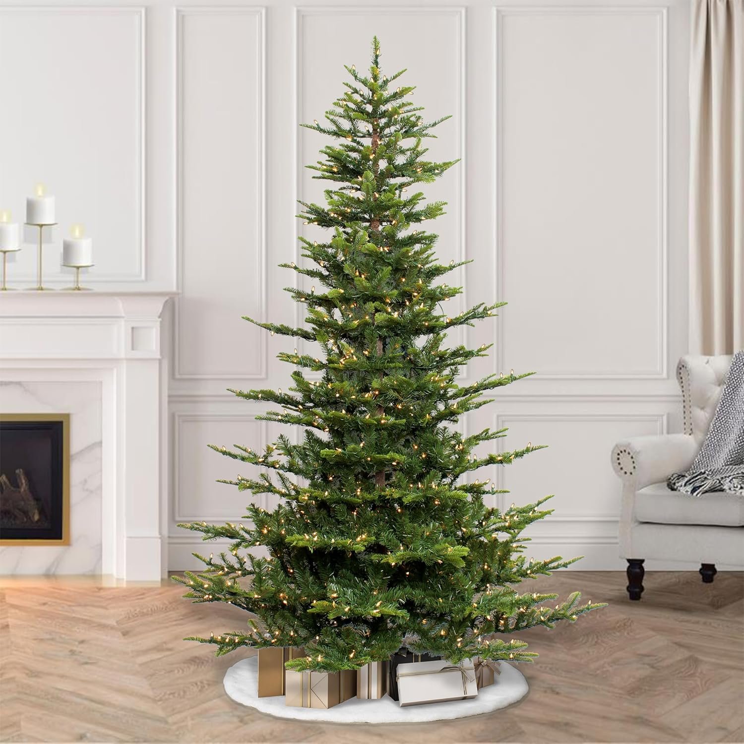 Puleo International 7.5 Foot Pre-Lit Aspen Fir Artificial Christmas Tree with 700 UL Listed Clear Lights Green - Image 3