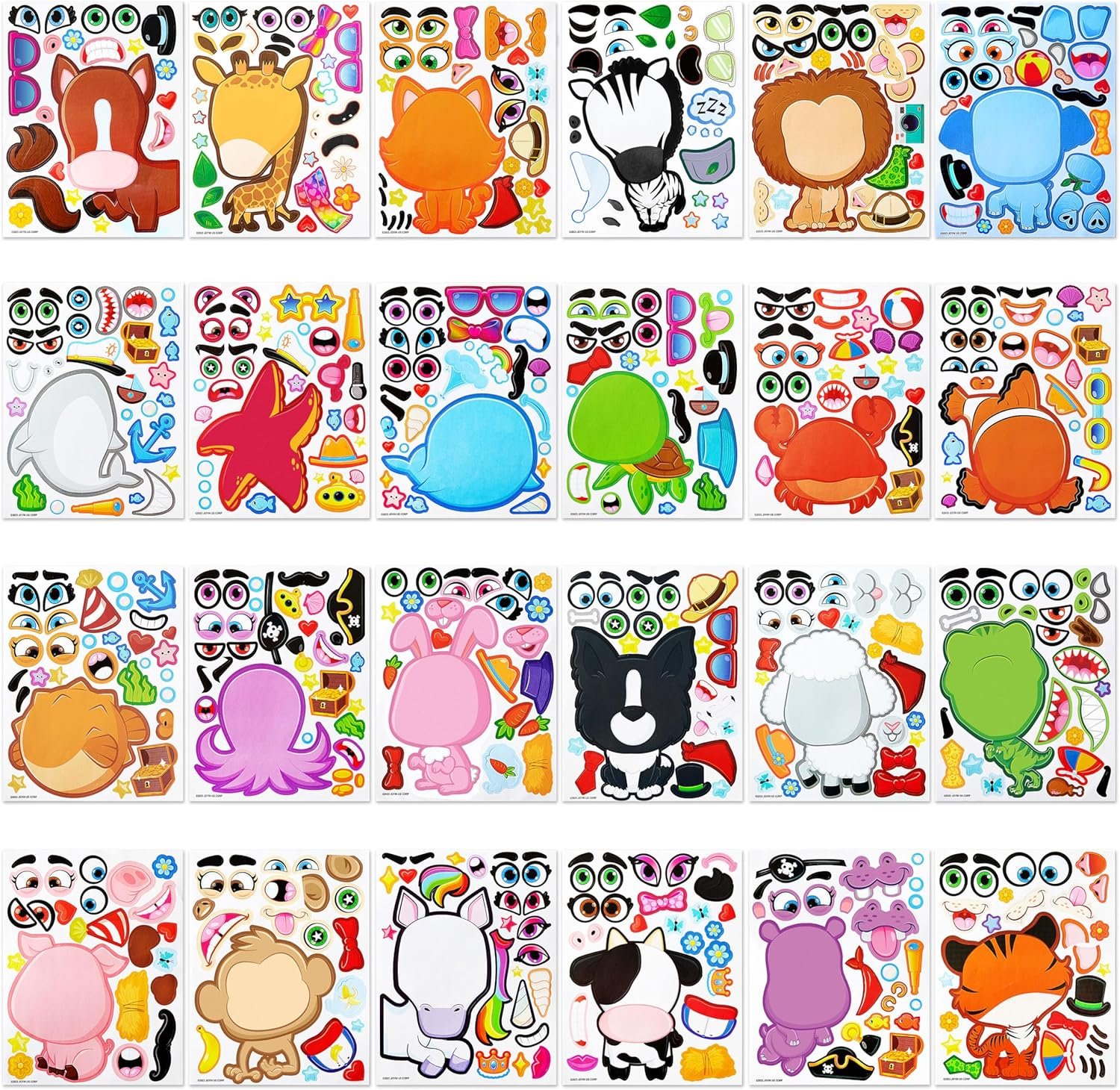 JOYIN 24PCS 9"x6" Make a face Stickers for Kids, Make Your Own Stickers, Mix and Match Stickers with Safaris Sea Farm and Dinosaur Animals, Party Favors Kids Crafts, Goodie Bags Stuffers for Kids - Image 3