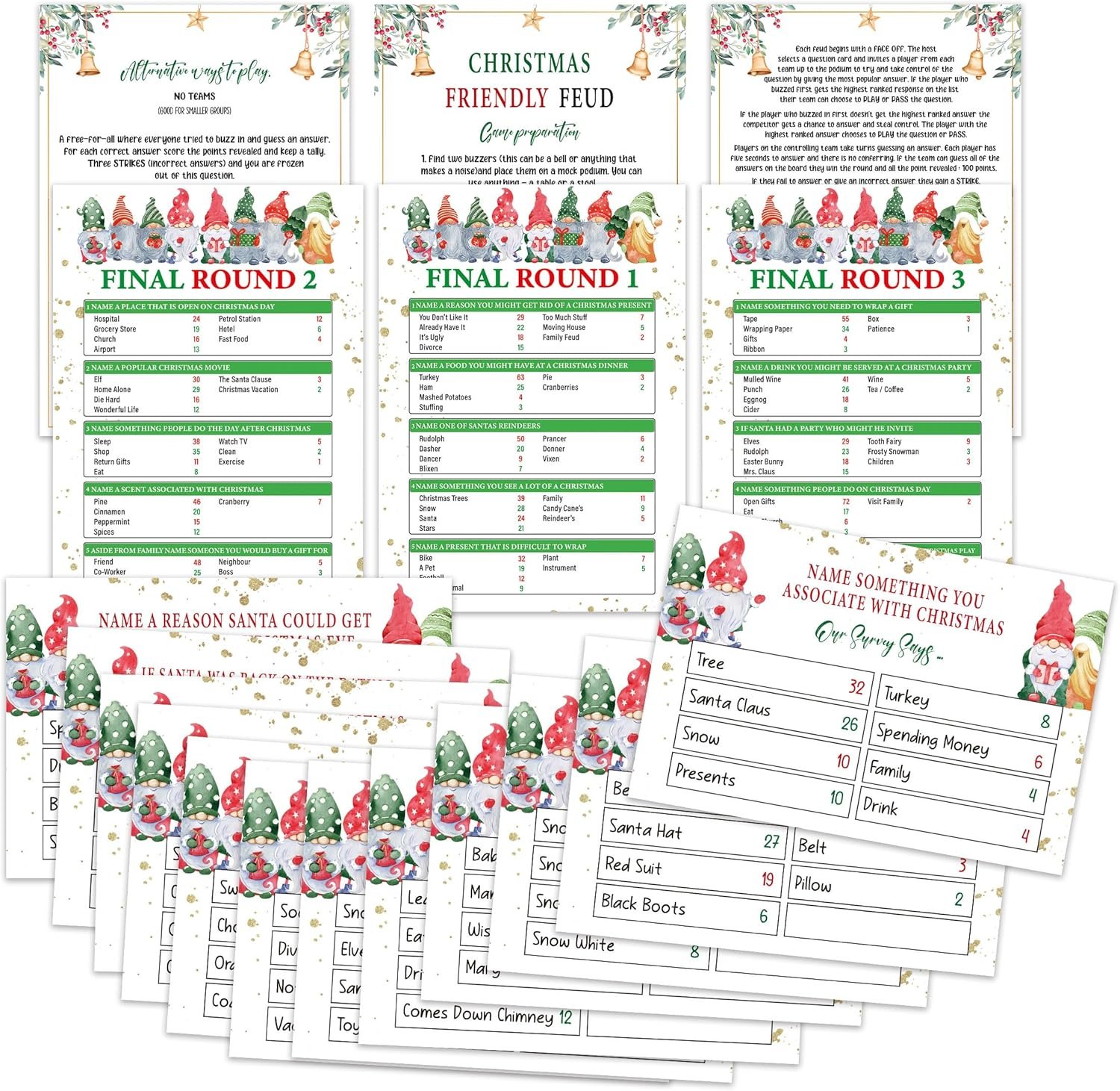 UHADRE Christmas Friendly Feud Quiz, Christmas Game Night, Christmas Party Game for Adults, Family Activity, Feud Trivia Quiz, Christmas Party Supplies SC002 - Image 2