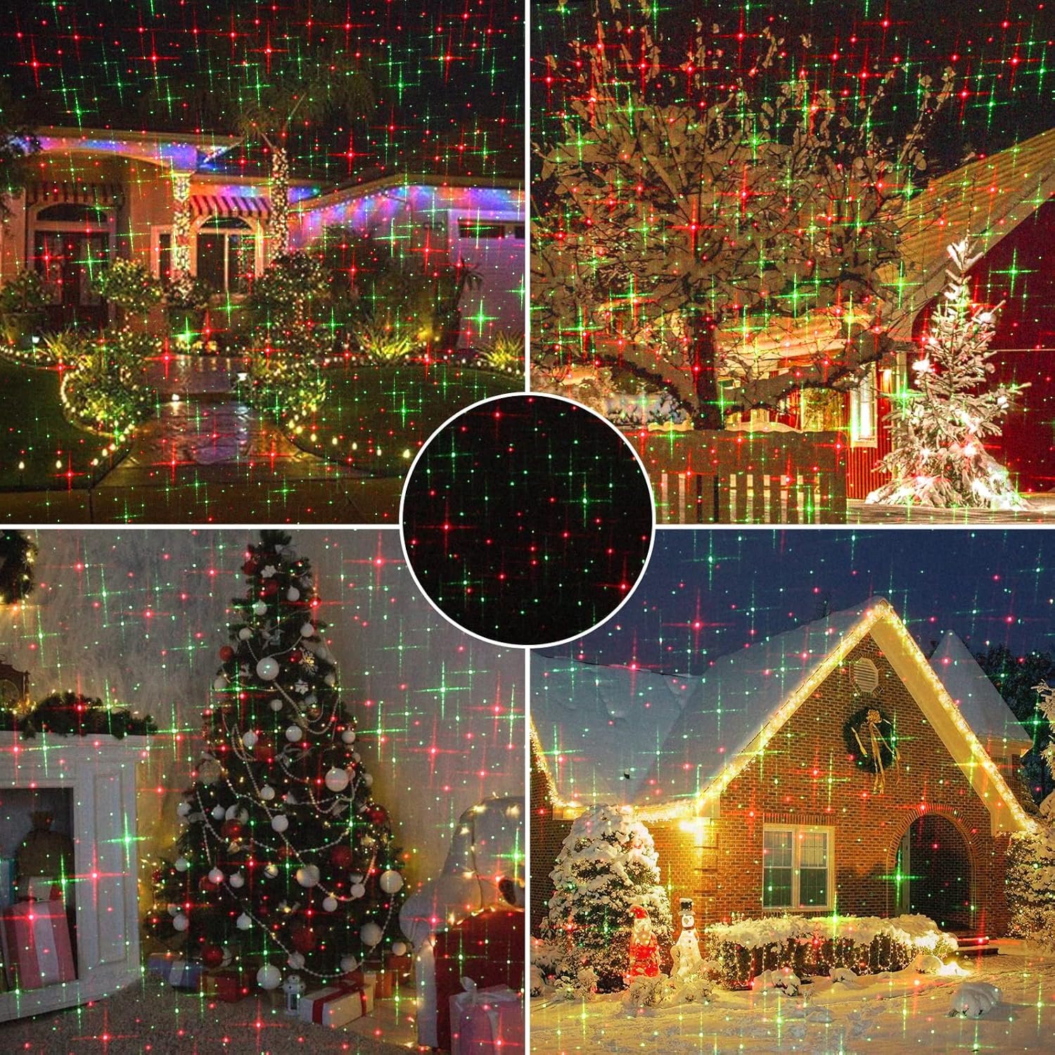 2 Pack Christmas Lights Laser Projector Outdoor Red and Green Starry Projection Light 3 Working Modes Waterproof Plug in Mountable for Holiday Xmas House Indoor Party New Year Decoration Show - Image 8