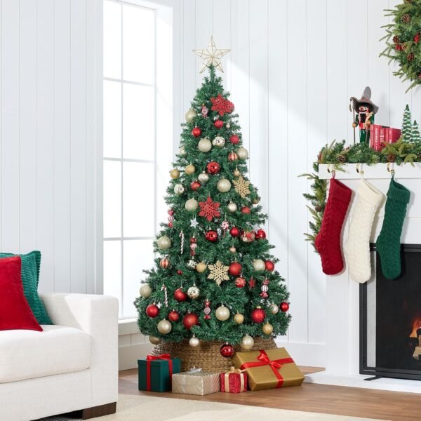 Best Choice Products Artificial Christmas Tree, 6ft Premium Unlit Hinged Design, Dense Branches Realistic Holiday Décor​ w/Easy Assembly, Base - Image 3
