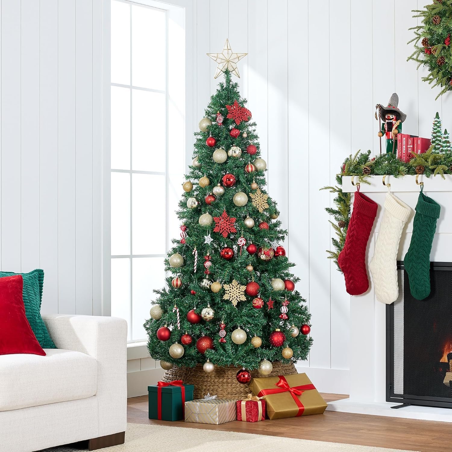 Best Choice Products Artificial Christmas Tree, 6ft Premium Unlit Hinged Design, Dense Branches Realistic Holiday Décor w/Easy Assembly, Base - Image 3