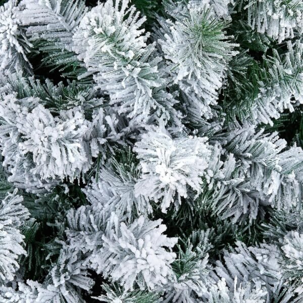Yaheetech 7.5ft Premium Snow Flocked Hinged Artificial Christmas Fake Spruce Full Tree for Home Office Party Decoration with 1284 Branch White Snow Tips and Metal Stand - Image 6
