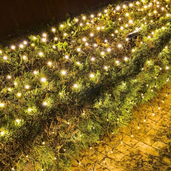 Dazzle Bright Christmas Net Lights, 360 LED 12FT x 5 FT Green Wire Waterproof Connectable Lights with 8 Modes, Christmas Outdoor Lights for Bushes Garden Party Wedding Holiday Decoration (Warm White) - Image 2