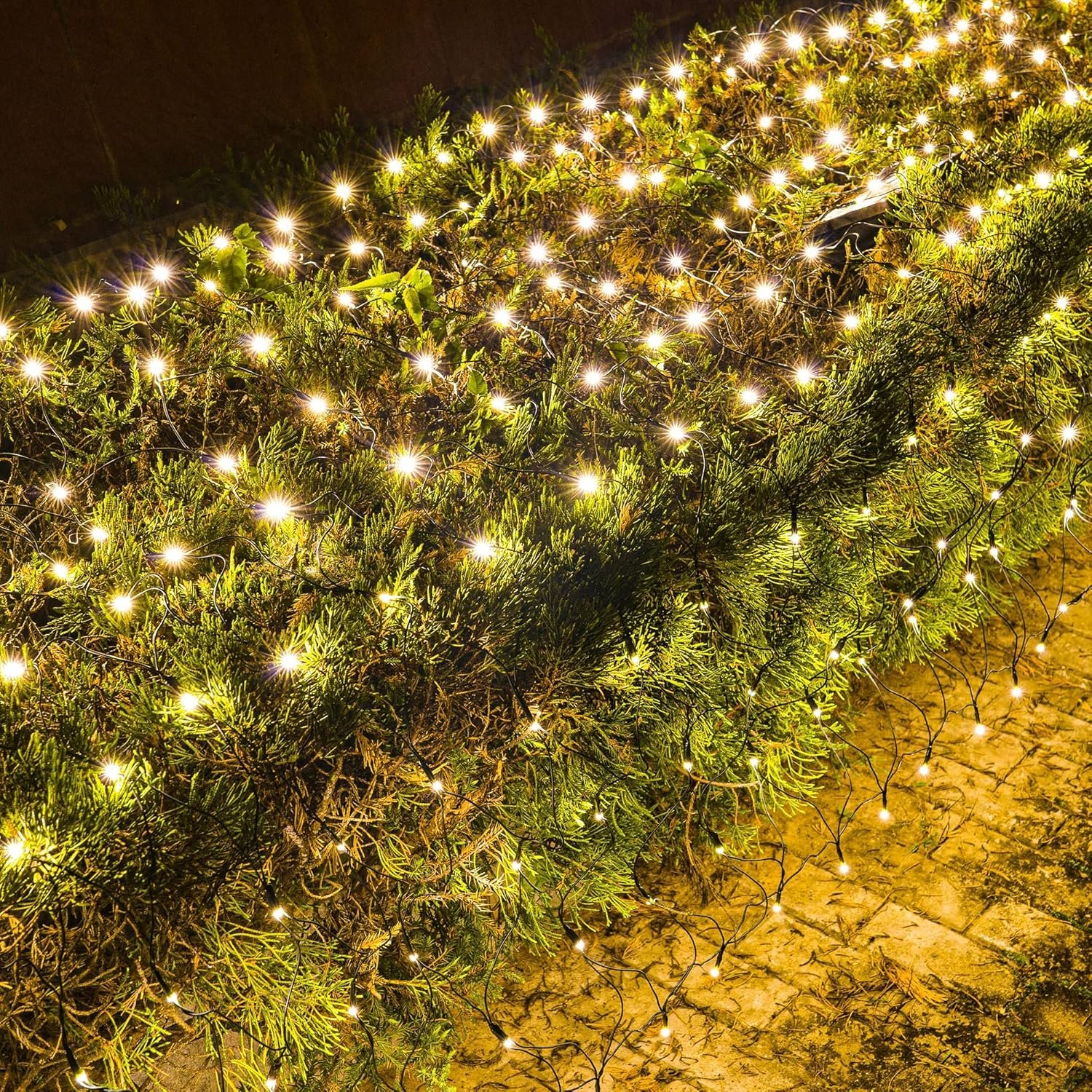 Dazzle Bright Christmas Net Lights, 360 LED 12FT x 5 FT Green Wire Waterproof Connectable Lights with 8 Modes, Christmas Outdoor Lights for Bushes Garden Party Wedding Holiday Decoration (Warm White) - Image 2