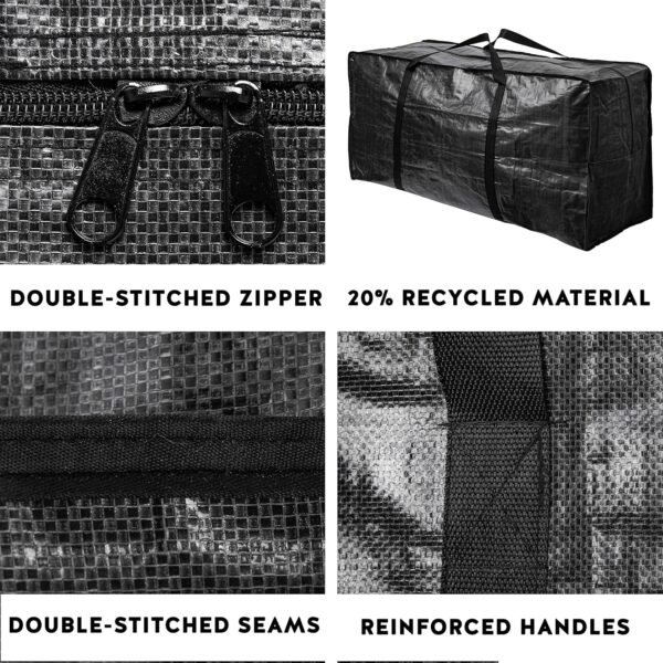 BAG-THAT! 2 Pack XXL Jumbo Extra Large Heavy Duty Stronger Handles Storage Bags Moving Totes Zippered Reusable Wrap Around Storage Totes - Image 7