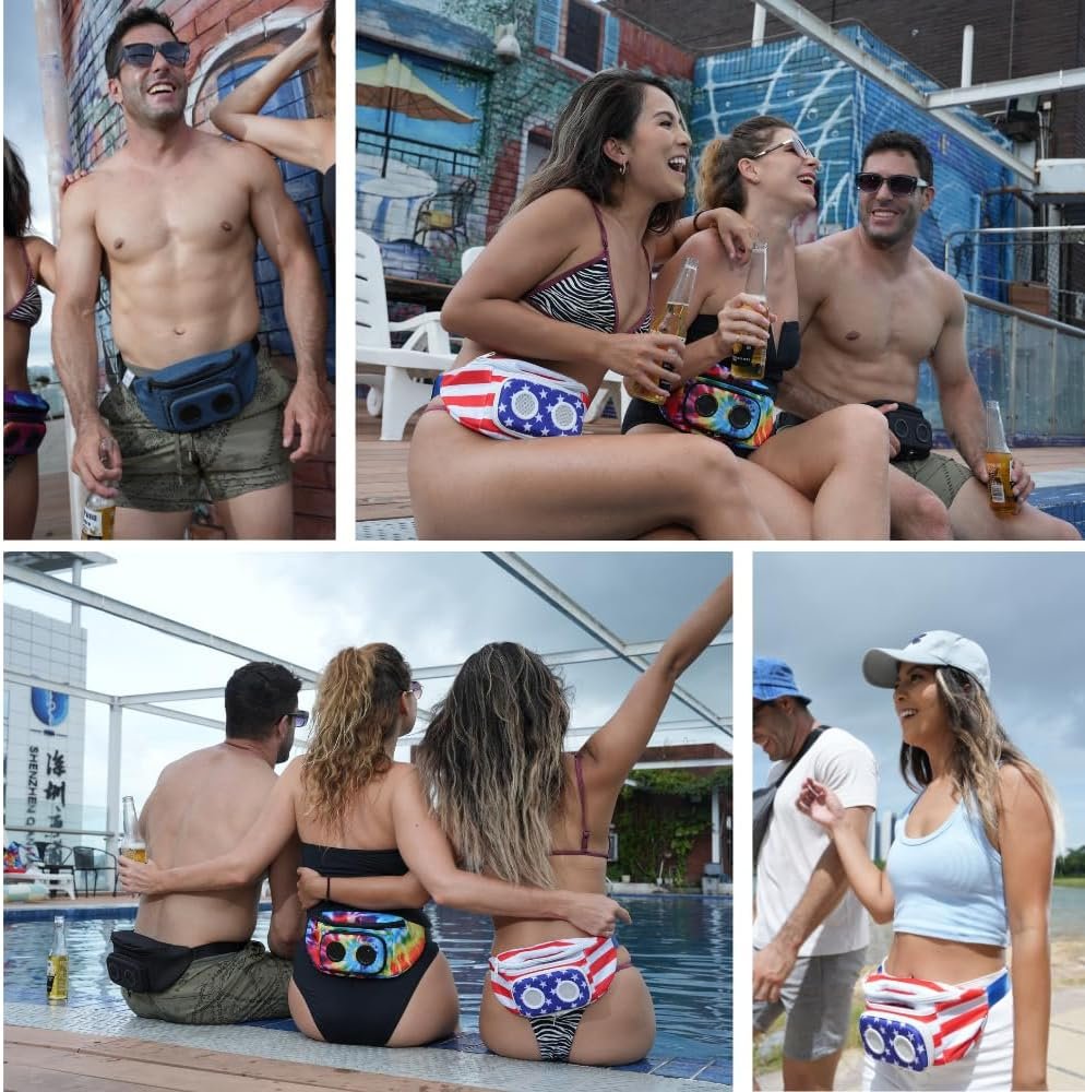 Fannypack with Speakers. Bluetooth Fanny Pack for Parties/Festivals/Raves/Beach/Boats. Rechargeable, Works with iPhone & Android. (Tie Dye, 2024 Edition) - Image 3
