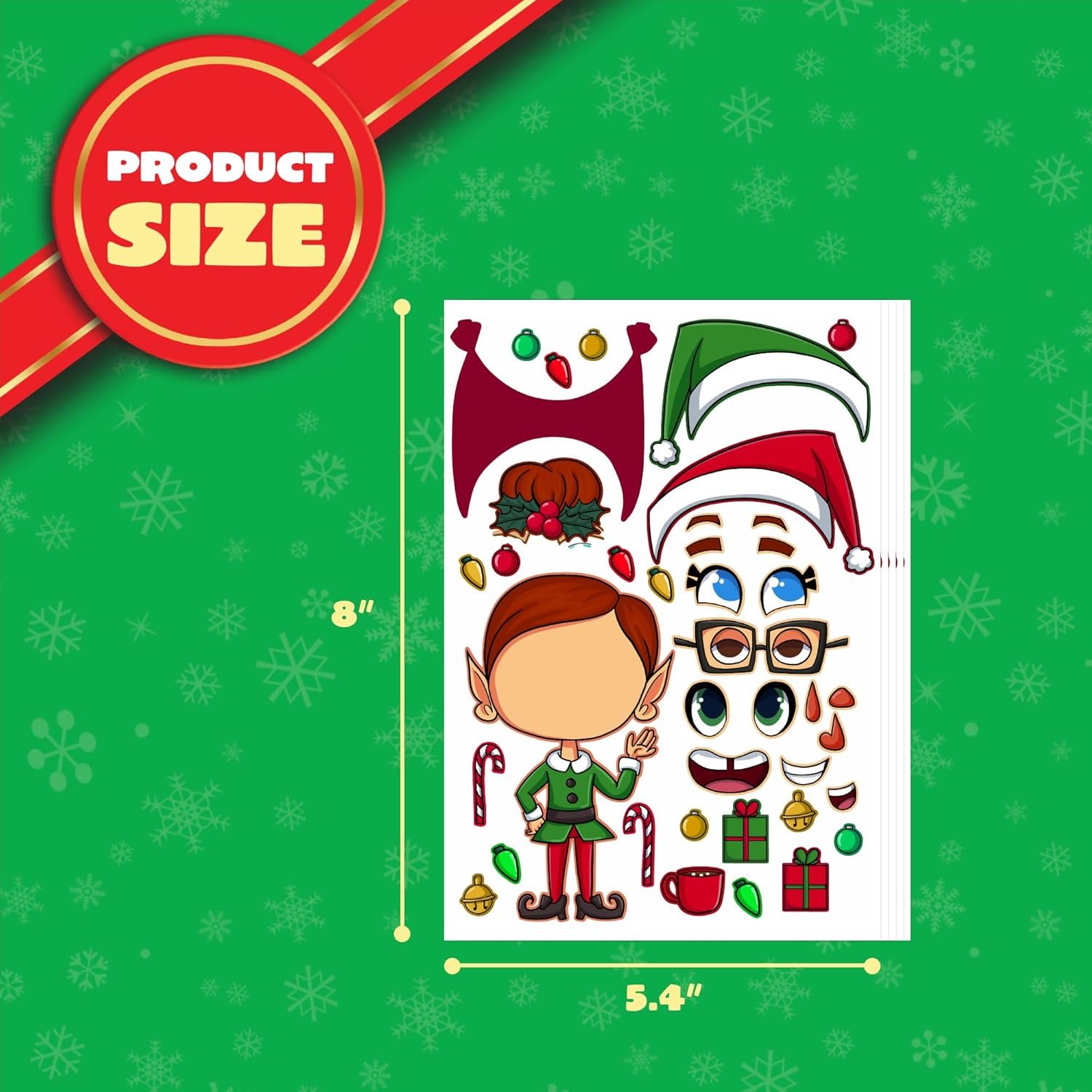 JOYIN 36 Pcs Christmas Make-a-face Sticker Sheets Make Your Own Xmas Characters Mix and Match Sticker with Full Body Design Reindeer, Snowman, Elf, for Kids Party Favor Art Craft Classroom Activities - Image 7