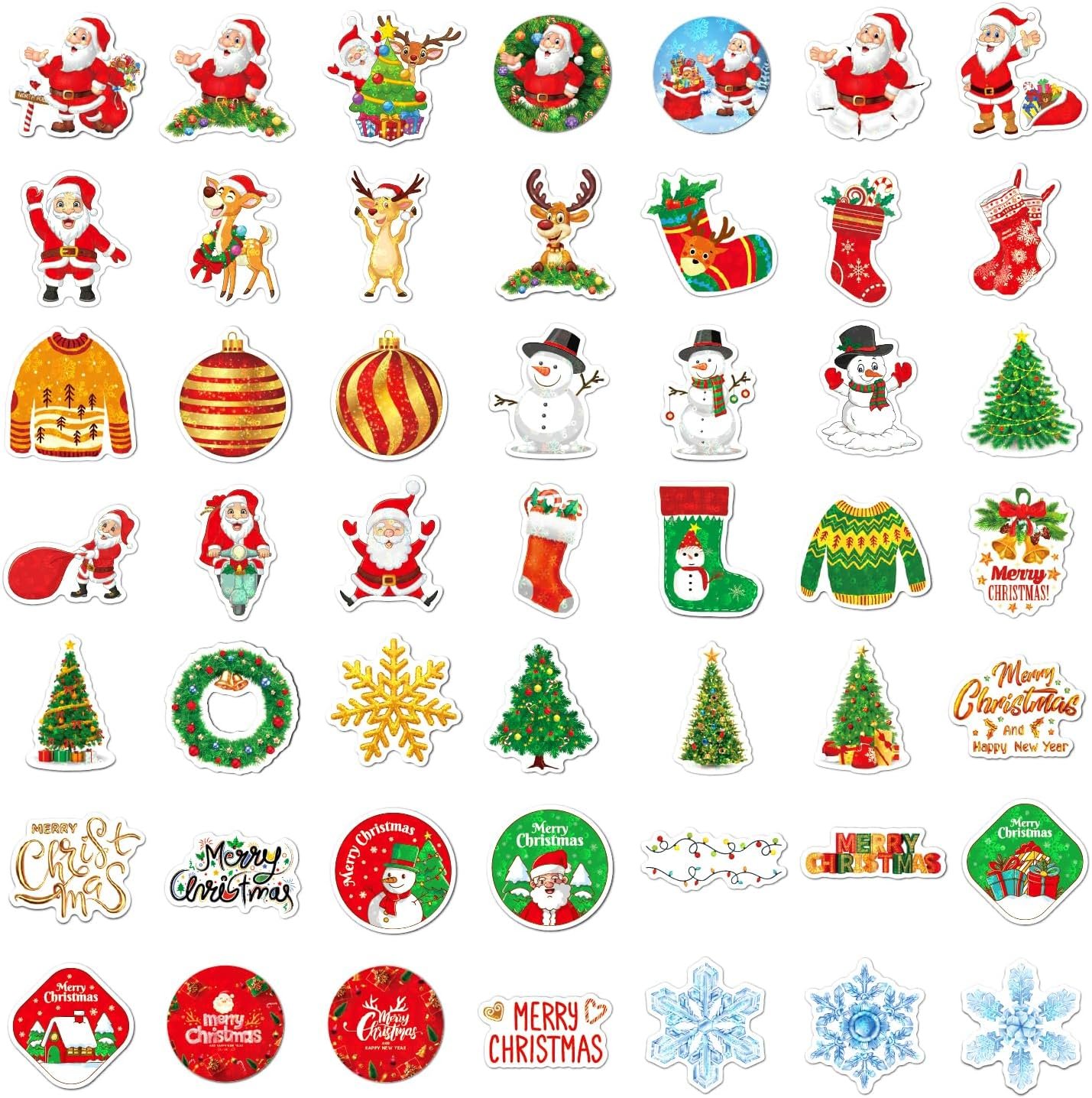 100PCS Non Repeating Christmas Children's Cartoon Santa Claus, Christmas Tree Themed Stickers, Vinyl Waterproof Holiday Party Stickers, Christmas Children's Cartoon Party Stickers Decoration… - Image 7