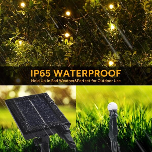 Solar Net Christmas Lights Outdoor,5ftx5ft 100Led Net Lights Outdoor Mesh Lights,8 Modes Connectable Net Christmas Lights Outdoor for Shrubs, Bush Lights Outdoor Christmas Décor(Warm White) - Image 4