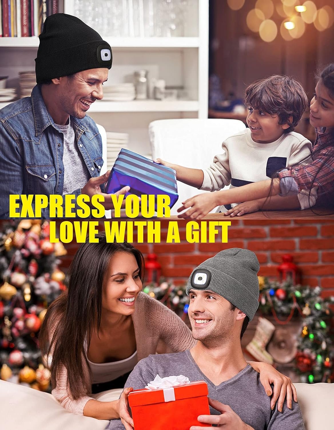 MELASA Unisex Hat with Light, USB Rechargeable Hands Free Headlamp LED Beanie, Winter Gifts for Men Dad Father Husband Him - Image 6