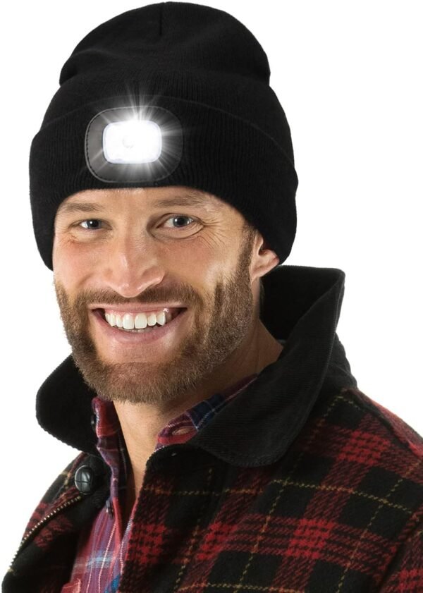 MELASA Unisex Hat with Light, USB Rechargeable Hands Free Headlamp LED Beanie, Winter Gifts for Men Dad Father Husband Him - Image 8