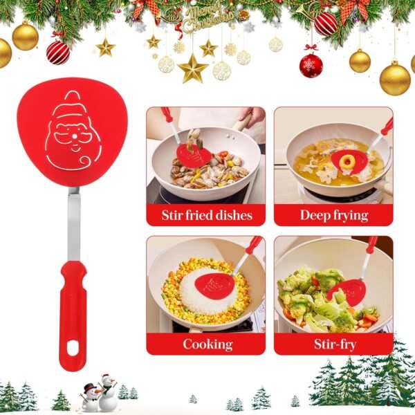 DOITOOL 3 Pcs Christmas Spatula,Silicone Spatula Cooking Spatula Kitchen Turner Spatulas Cooking Utensils,Non-Stick Kitchen Utensils for Christmas Party - Image 5