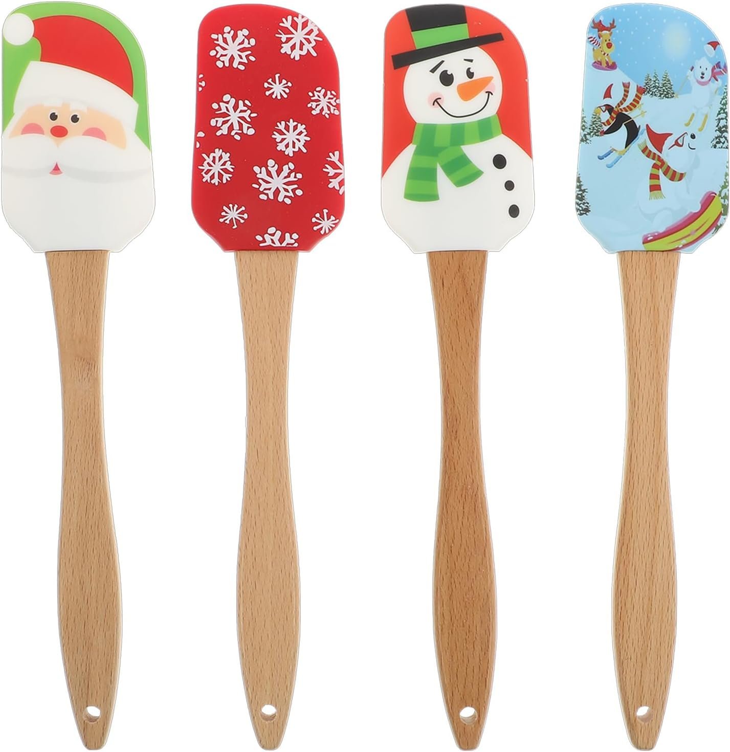 Ciieeo 4pcs Christmas Silicone Spatula: Christmas Cream Spatula Xmas Dish Scraper for Kitchen Mixing Baking (Assorted Color) - Image 2