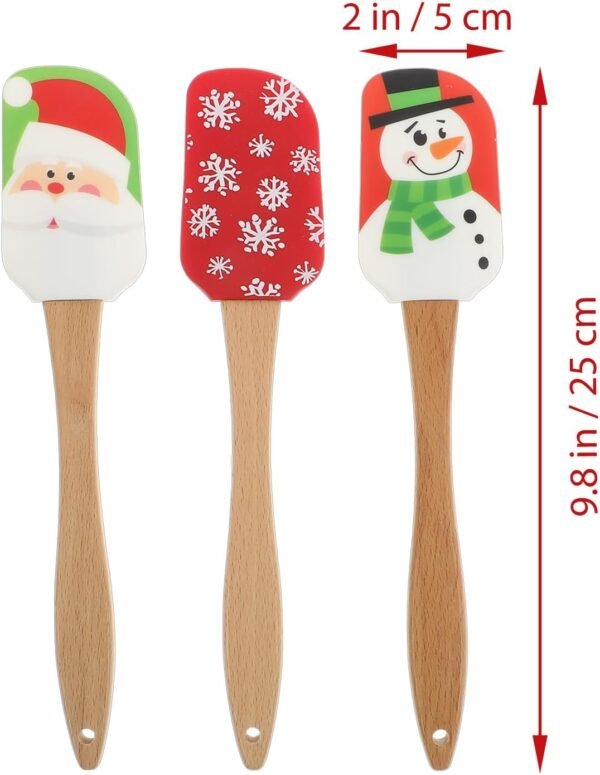 Ciieeo 4pcs Christmas Silicone Spatula: Christmas Cream Spatula Xmas Dish Scraper for Kitchen Mixing Baking (Assorted Color) - Image 3