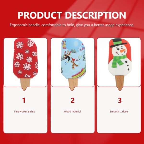 Ciieeo 4pcs Christmas Silicone Spatula: Christmas Cream Spatula Xmas Dish Scraper for Kitchen Mixing Baking (Assorted Color) - Image 8