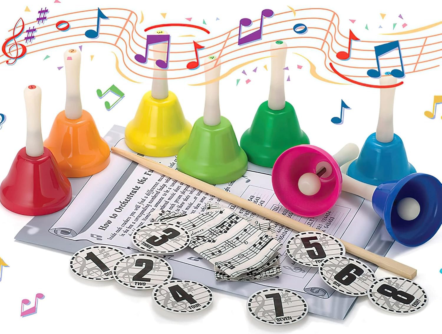 Robin Reed Handbell Musical Party Favors - Set of 8 Christmas Favors containing Metal Handbells (not Whistles) Sheet Music for Playing Your own Holiday Tunes. - Image 3