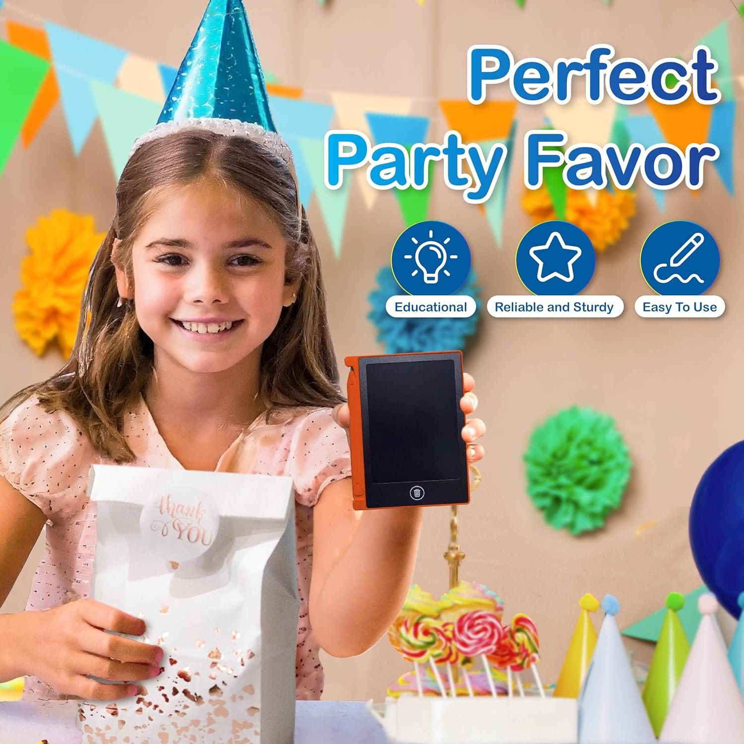 Party Favor Mini LCD Writing Tablet for Kids, 24 Pack – 4.5 Inch Mini Drawing Board. Fun and Educational for Kids That Sketch and Doodle. Perfect Goodie Bag and Gift Bag Filler, School Prize Or Gift - Image 4