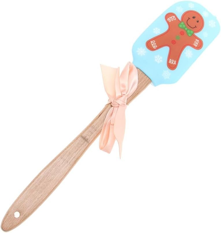 Tofficu Christmas Silicone Spatula, Xmas Cake Spatula with Wooden Handle Kitchen, Xmas Cake Spatula Christmas, Christmas Cake Spatulas, Christmas Santa Spatula, Kitchen Baking Spatulas for Xmas - Image 3