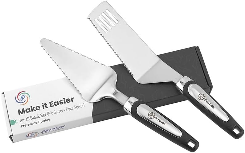 Pie Server Spatula and Cake Slicer Set with Luxury Gift Box, Black Stainless Steel Set - Kitchen Essentials for Cutting & Serving Desserts, Brownies, Lasagna - Great for Anniversary, Christmas Spatula - Image 2