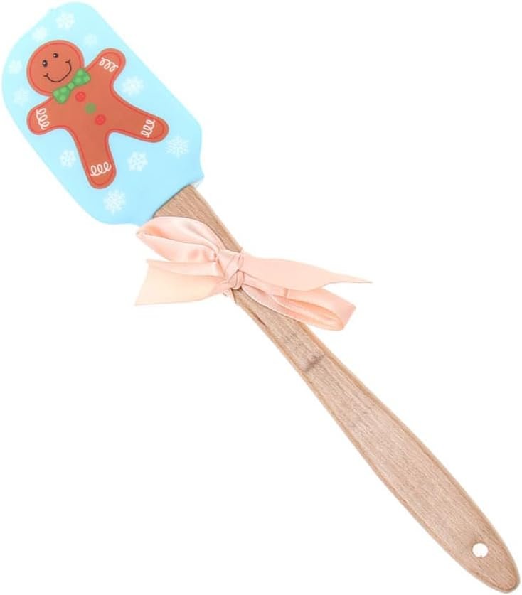 Tofficu Christmas Silicone Spatula, Xmas Cake Spatula with Wooden Handle Kitchen, Xmas Cake Spatula Christmas, Christmas Cake Spatulas, Christmas Santa Spatula, Kitchen Baking Spatulas for Xmas - Image 4