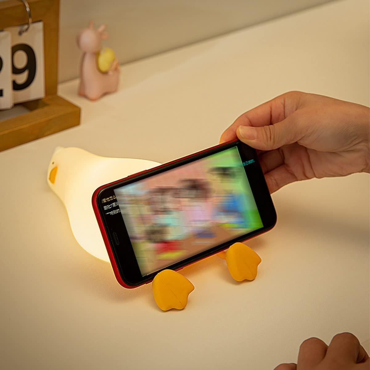 HAPPYBAG LED Lying Flat Duck Night Light, 3 Level Dimmable Nursery Nightlight,Cute Lamps Silicone Squishy Light Up Duck,Rechargeable Bedside Touch Lamp for Breastfeeding Toddler Baby Kids Decor - Image 4