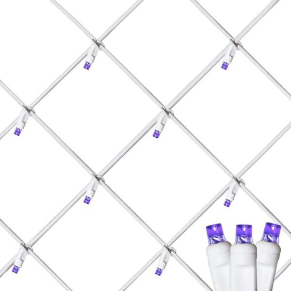 Novelty Lights 100 Purple LED Net Lights (4 FT X 6 FT), 5MM Lights, White Wire, Outdoor Christmas Decoration, Bush Hedge Net Lighting - Image 3